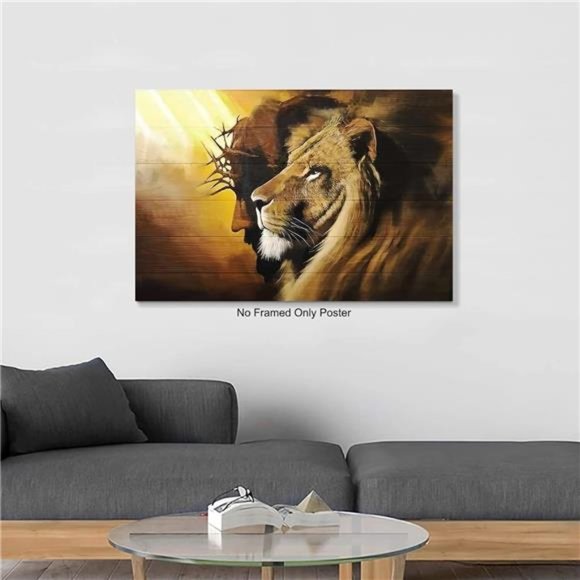 Lion of Judah Jesus Christ Wall Art Canvas Black Jesus Canvas 16*24inch Unframed - Picture 3 of 6